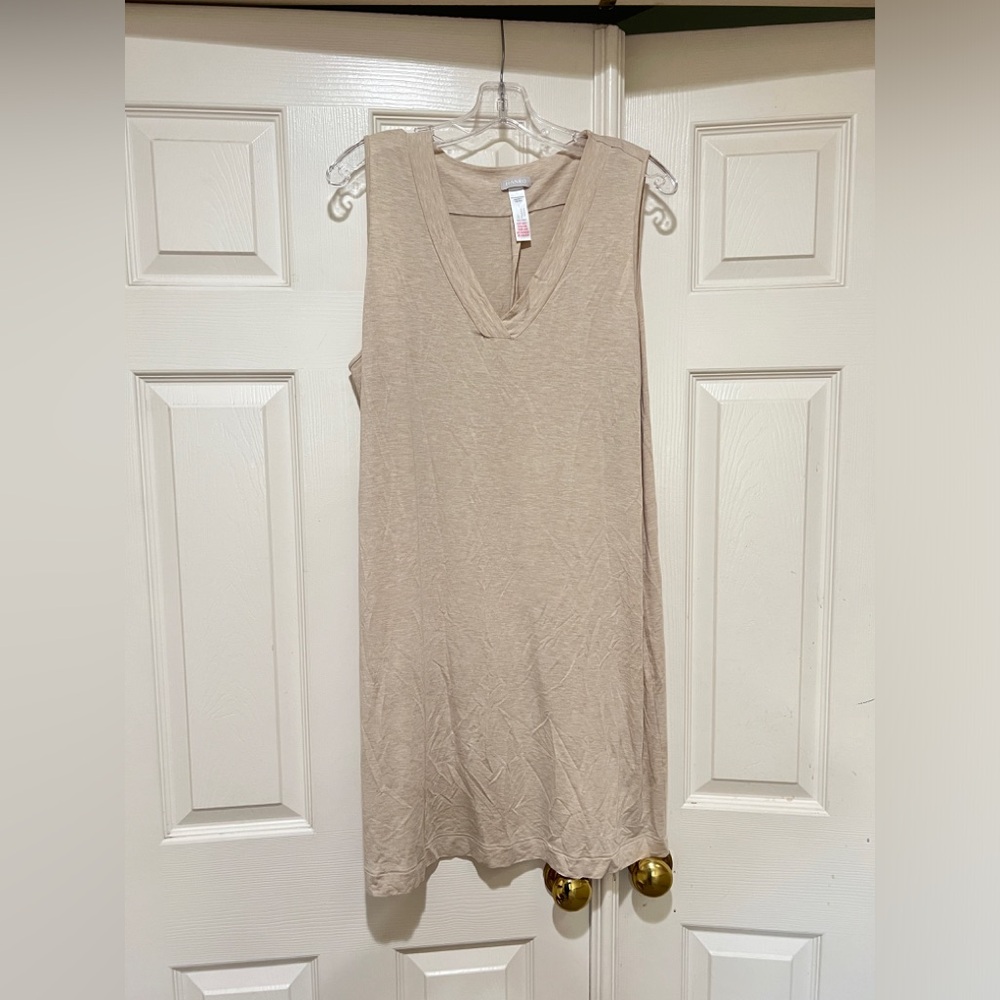 Hanro V-Neck Tank Sleeveless neutral beige sleep dress Night Gown soft large‎
